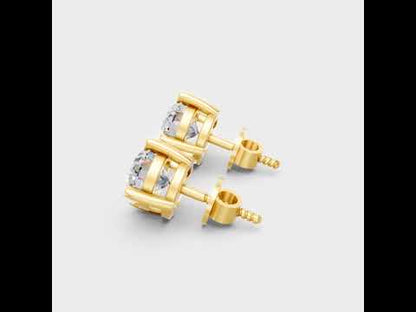Certified 2.50 Ct Total Round Cut Lab-Grown Diamond Stud Earrings (1.25 Ct Each) in 9K, 14K, 18K Yellow, Rose, White Gold & 950 Platinum. Ethical Luxury Jewelry.