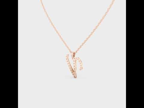 "V" Alphabet Lab Grown Diamond Pendant with Chain. Available in 9K, 14K, 18K Yellow, White, Rose Gold & 950 Platinum. Ethical luxury worldwide.