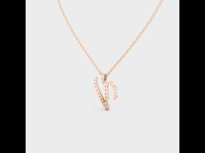 "V" Alphabet Lab Grown Diamond Pendant with Chain. Available in 9K, 14K, 18K Yellow, White, Rose Gold & 950 Platinum. Ethical luxury worldwide.