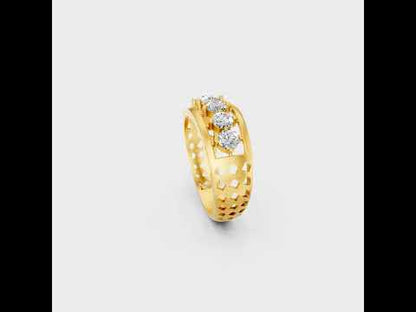 A cinematic 360-degree video showcase highlighting the incredible Brilliant Sparkle of a 0.67 Carat Round Cut Lab-Grown Diamond Band, rotating fluidly in 9K, 14K, 18K Yellow, White, Rose Gold, and 950 Platinum settings to display the pinnacle of Ethical Luxury Fine Jewelry.