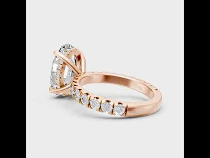 3.89 Ct Oval & Round Lab-Grown Diamond Hidden Halo Ring