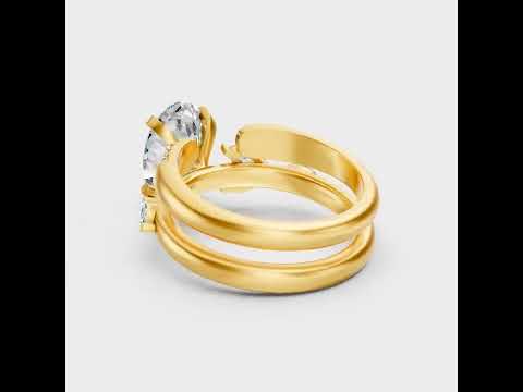2.96 Ct Oval, Marquise &amp; Round Lab-Grown Diamond Ring Set in 9K, 14K, 18K Yellow, White, Rose Gold or 950 Platinum. Ethical luxury fine jewelry with brilliant sparkle.
