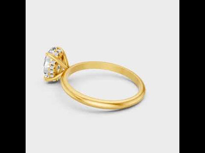 1.61 Ct Oval &amp; Round Cut Lab-Grown Diamond Hidden Halo Ring in 9K, 14K, 18K Yellow, White, Rose Gold or 950 Platinum. IGI / GLI Certified ethical luxury jewelry with refined sparkle.