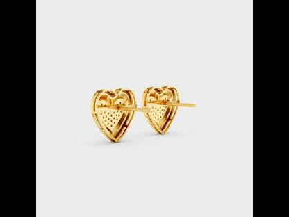 A 360-degree high-definition video showcase detailing the captivating Brilliant Sparkle of 0.50 Carat Round Cut Lab-Grown Diamond Heart Stud Earrings, sweeping through 9K, 14K, 18K Yellow, White, Rose Gold, and 950 Platinum options to highlight the ultimate in Ethical Luxury Fine Jewelry.