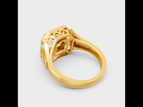 2.49 Ct Cushion &amp; Round Cut Lab-Grown Diamond Halo Ring in 9K, 14K, 18K Yellow, White, Rose Gold or 950 Platinum. Ethical luxury fine jewelry with brilliant sparkle.