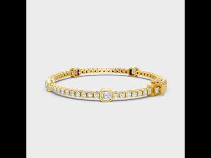 4.42 Ct Asscher & Round Lab Grown Diamond Tennis Bracelet in