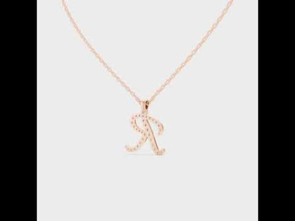 "R" Alphabet Lab Grown Diamond Pendant with Chain