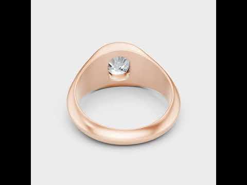 1.91 Ct Cushion Half Moon Round Lab Grown Diamond Solitaire Men's Ring In 9K 14K 18K Yellow White Rose Gold Or 950 Platinum. Certified Ethical Engagement Ring With Brilliant Sparkle.
