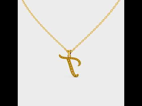 "T" Alphabet Lab Grown Diamond Pendant with Chain. Available in 9K, 14K, 18K Yellow, White, Rose Gold & 950 Platinum. Ethical luxury worldwide.