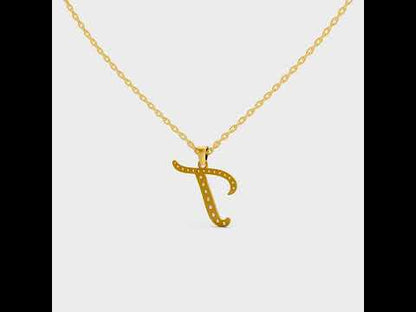 "T" Alphabet Lab Grown Diamond Pendant with Chain. Available in 9K, 14K, 18K Yellow, White, Rose Gold & 950 Platinum. Ethical luxury worldwide.