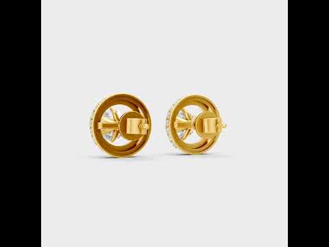 3.26 Ct Total (1.63 Ct Each) Round Lab Grown Diamond Halo Earrings In 9K 14K 18K Yellow White Rose Gold Or 950 Platinum. GLI Certified Ethical Luxury Jewelry With Brilliant Sparkle.