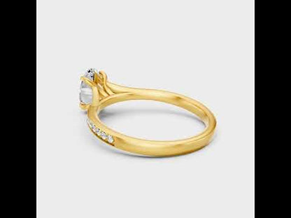 1.48 Ct Oval & Round Cut Lab-Grown Diamond Solitaire Ring With Accents in 9K, 14K, 18K Gold or 950 Platinum.