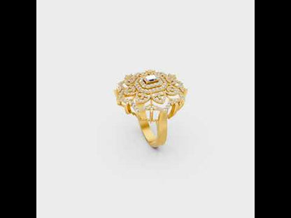 A cinematic 360-degree video showcase highlighting the incredible Brilliant Sparkle of a 0.81 Carat Emerald and Round Cut Lab-Grown Diamond Cocktail Ring, rotating fluidly in 9K, 14K, 18K Yellow, White, Rose Gold, and 950 Platinum settings to display the pinnacle of Ethical Luxury Fine Jewelry.