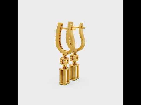 Round & Baguette Lab-Grown Diamond Drop Earrings 