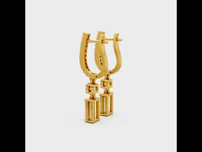 Round & Baguette Lab-Grown Diamond Drop Earrings 
