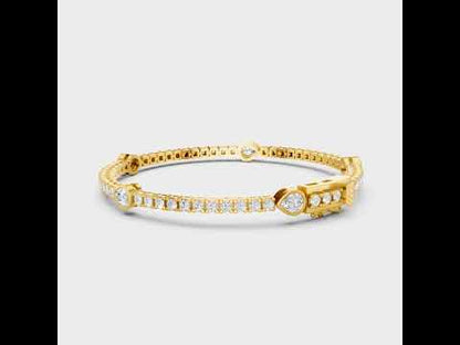 4.42 Ct Pear & Round Lab Grown Diamond Tennis Bracelet in
