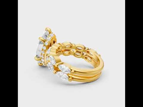 Yellow Gold Marquise Diamond Bridal Ring Set Luxury Style