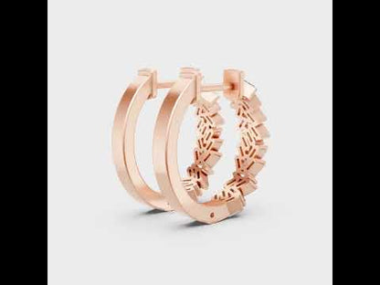 Baguette Cut Lab-Grown Diamond Hoop Earrings