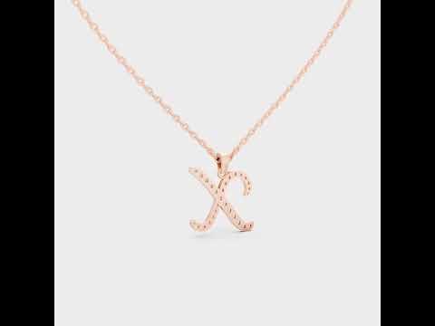 "X" Alphabet Lab Grown Diamond Pendant with Chain. Available in 9K, 14K, 18K Yellow, White, Rose Gold & 950 Platinum. Ethical luxury worldwide.