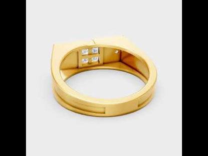 Round & Princess Cut Lab-Grown Diamond Men’s Ring in