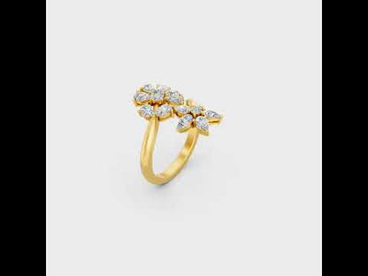 A cinematic 360-degree video showcase highlighting the incredible Brilliant Sparkle of a 1.27 Carat Multishape (Pear Emerald Round Cut) Lab-Grown Diamond Cocktail Ring, rotating fluidly in 9K, 14K, 18K Yellow, White, Rose Gold, and 950 Platinum settings to display the pinnacle of Ethical Luxury Fine Jewelry.