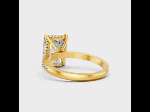5.39 Ct Radiant & Round Cut Lab-Grown Diamond Halo &amp; Solitaire Ring With Accents in 9K, 14K, 18K Yellow, White, Rose Gold or 950 Platinum. Ethical luxury fine jewelry with brilliant sparkle.
