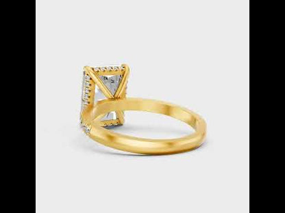 5.39 Ct Radiant & Round Cut Lab-Grown Diamond Halo &amp; Solitaire Ring With Accents in 9K, 14K, 18K Yellow, White, Rose Gold or 950 Platinum. Ethical luxury fine jewelry with brilliant sparkle.