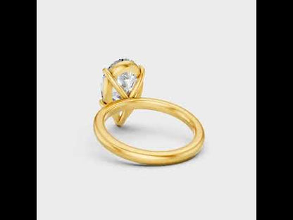 1.5 To 4.5 Ct Pear Cut Lab Grown Diamond Womens Ring In 9K 14K 18K Yellow White Rose Gold Or 950 Platinum. Ethical Luxury Engagement Ring With Brilliant Sparkle.