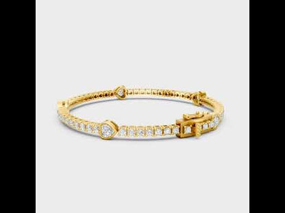 4.42 Ct Lab-Grown Heart & Round Diamond Tennis Bracelet in
