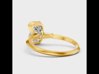 2.34 Ct Emerald & Baguette Cut Lab-Grown Diamond Three Stone Ring in 9K, 14K, 18K Yellow, White, Rose Gold or 950 Platinum. Ethical luxury fine jewelry with brilliant sparkle, timeless elegance, and sophisticated style.