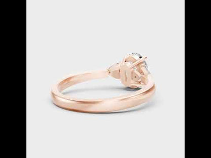 Oval & Trillion Lab Grown Diamond Three Stone Ring in