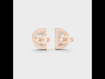 0.64 Ct Lab-Grown Half Moon & Round Diamond Stud Earrings in