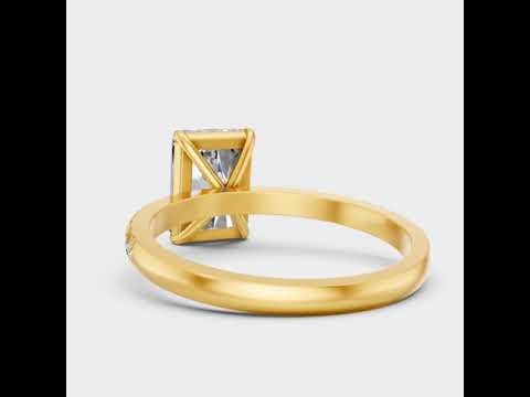2.3 Ct Radiant & Round Cut Lab-Grown Diamond Solitaire Ring With Accents in 9K, 14K, 18K Yellow, White, Rose Gold or 950 Platinum. Ethical luxury fine jewelry with brilliant sparkle.