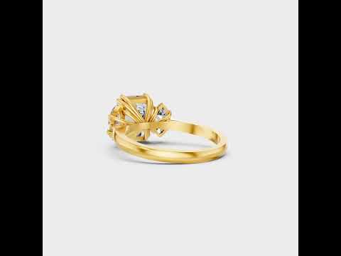 Discover ethical luxury with our Certified 3.14 Carat Emerald and Marquise-Cut Lab-Grown Diamond Three-Stone Ring. Expertly crafted in Gold or Platinum.