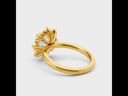 2.66 Ct Round Lab Grown Diamond Halo Ring In 9K 14K 18K Yellow White Rose Gold Or 950 Platinum. Ethical Luxury Engagement Ring With Brilliant Halo Sparkle.