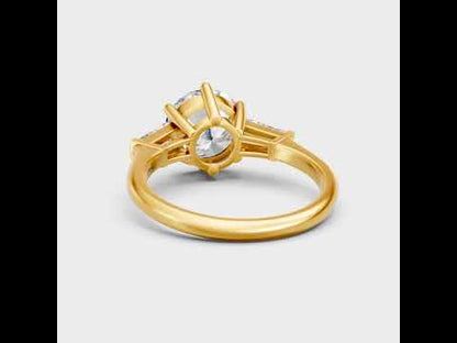 3.41 Ct Round & Baguette Cut Lab Grown Diamond Trio Ring in