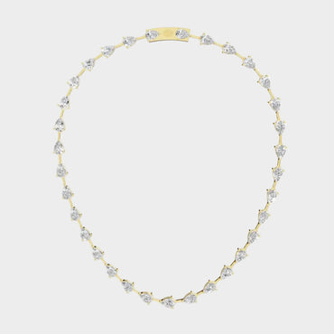 Certified Lab-Grown Pear Cut Diamond Tennis Necklace Crafted In Hallmark 14K Yellow Gold