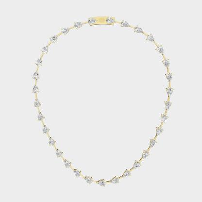 Certified Lab-Grown Pear Cut Diamond Tennis Necklace Crafted In Hallmark 14K Yellow Gold