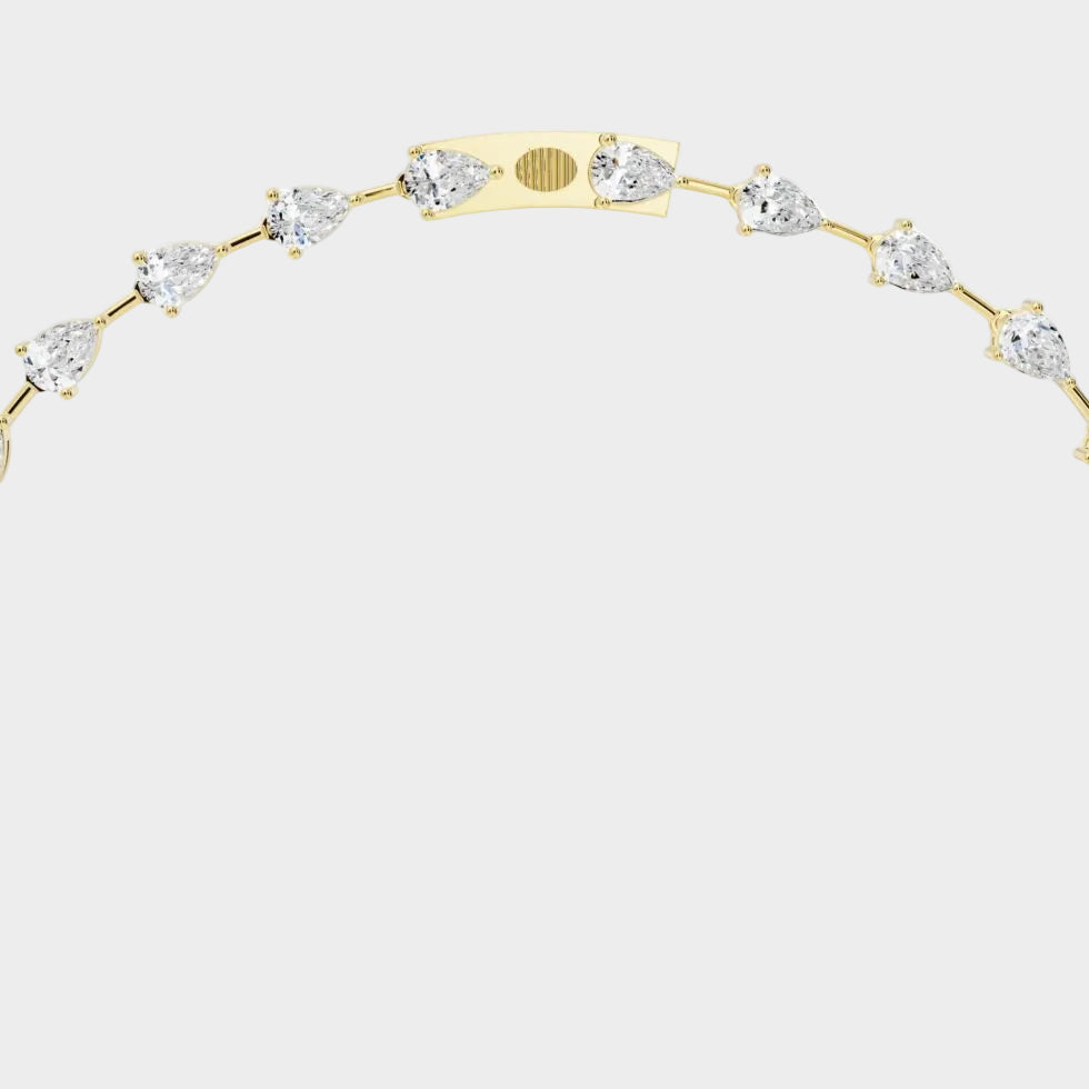 Luxury Pear Cut Lab-Grown Diamond Tennis Necklace In Yellow Gold