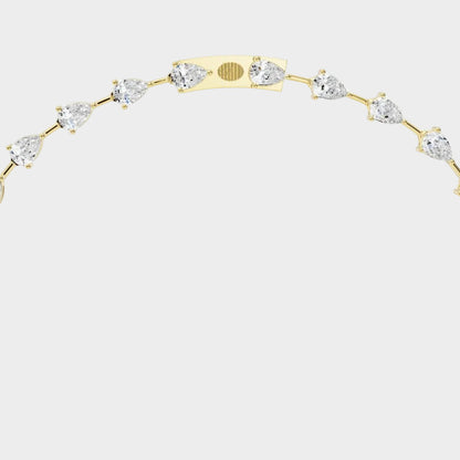 Luxury Pear Cut Lab-Grown Diamond Tennis Necklace In Yellow Gold