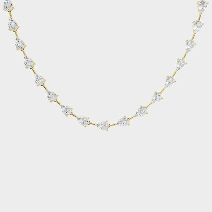 14 Ct Pear Cut Lab-Grown Diamond Tennis Necklace In 14K Yellow Gold