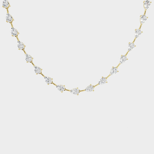 14 Ct Pear Cut Lab-Grown Diamond Tennis Necklace In 14K Yellow Gold