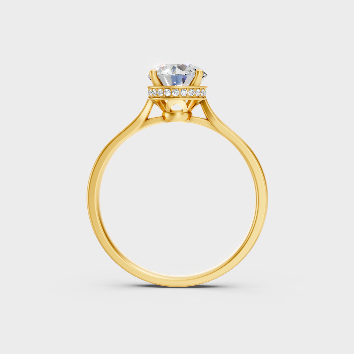 Yellow Gold Round Diamond Hidden Halo Ring For A Timeless And Ethical Style