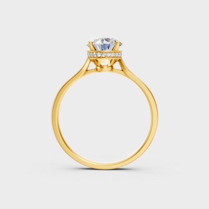 Yellow Gold Round Diamond Hidden Halo Ring For A Timeless And Ethical Style