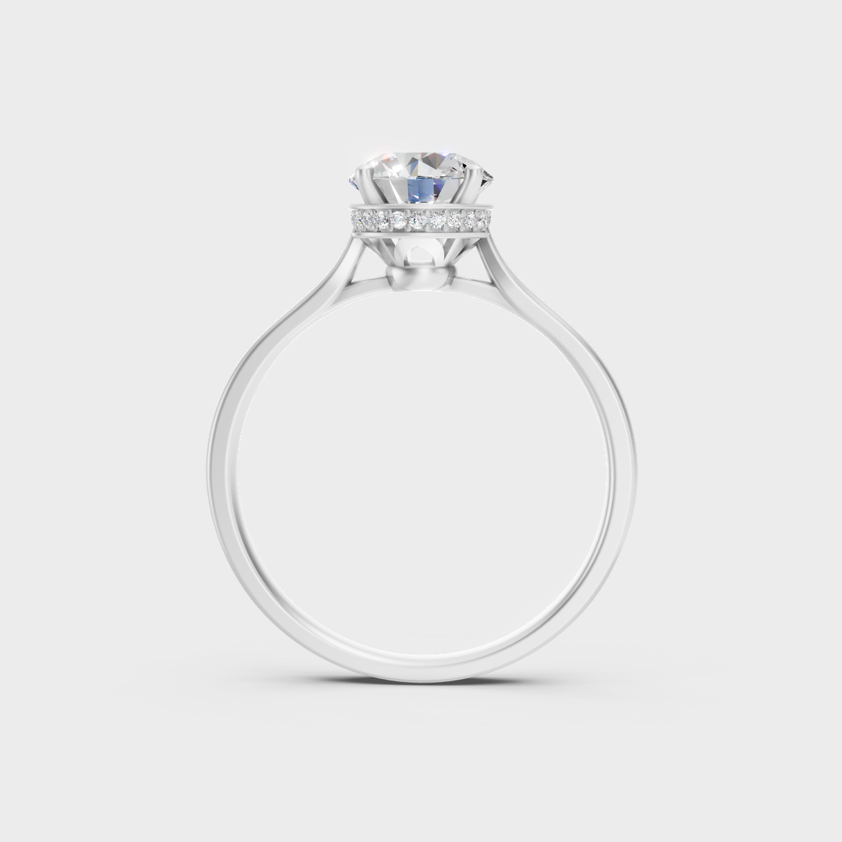  High-Polish 950 Platinum Round-Cut Lab Diamond Ring With A Brilliant Hidden Halo