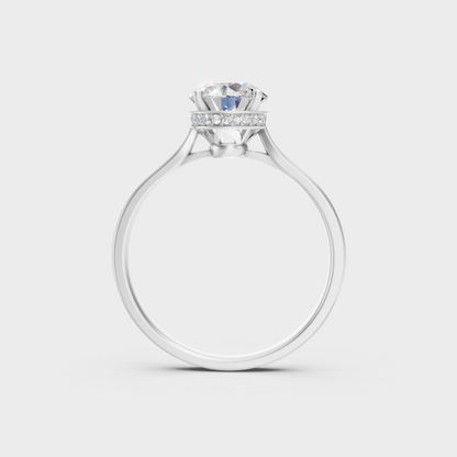 High-Polish 950 Platinum Round-Cut Lab Diamond Ring With A Brilliant Hidden Halo