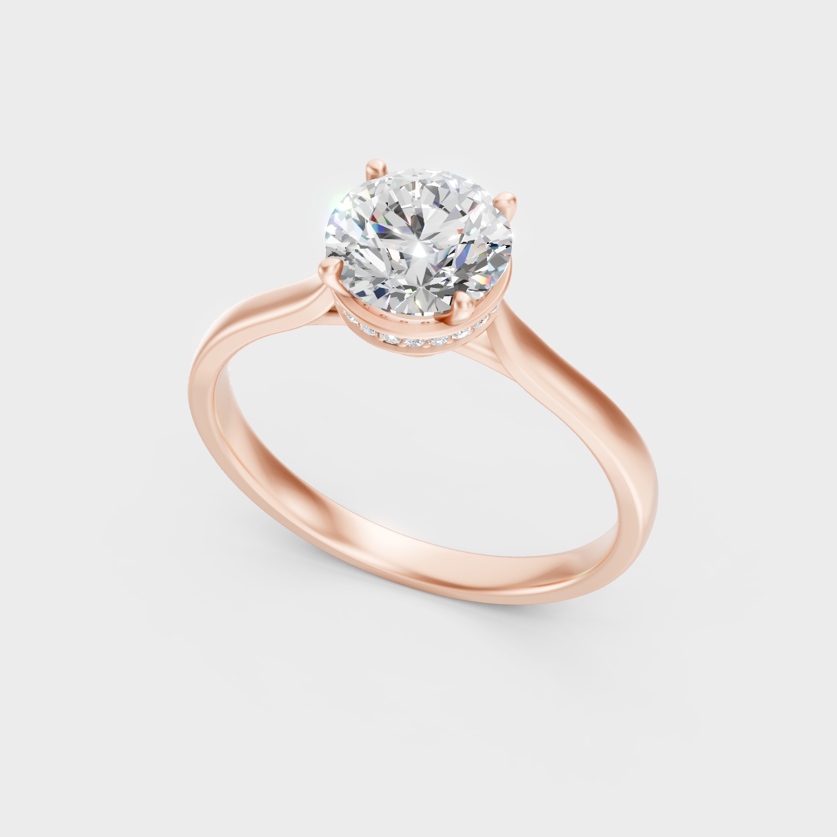 Rose Gold Round-Cut Lab-Grown Diamond Hidden Halo Ring For Modern Ethical Luxury