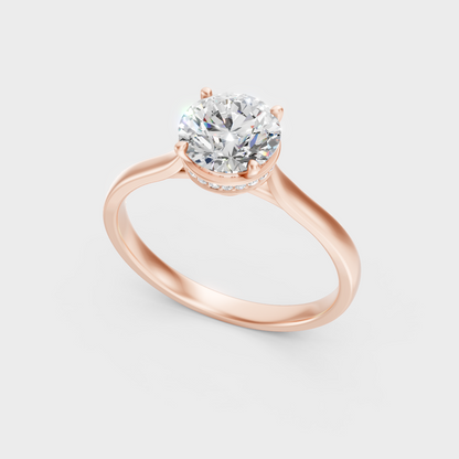 Rose Gold Round-Cut Lab-Grown Diamond Hidden Halo Ring For Modern Ethical Luxury