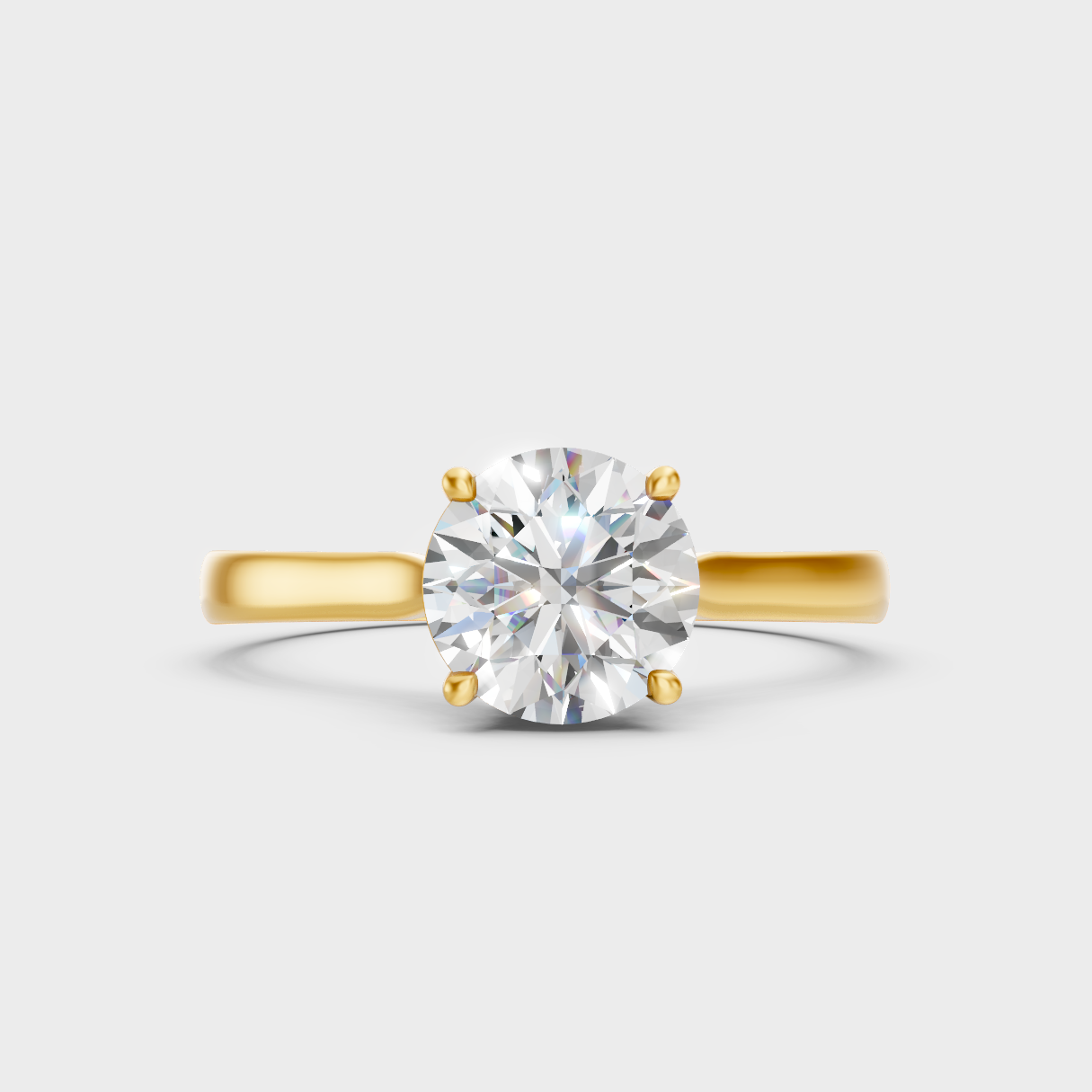Classic Yellow Gold Engagement Ring Featuring A Round Lab Diamond And Hidden Halo