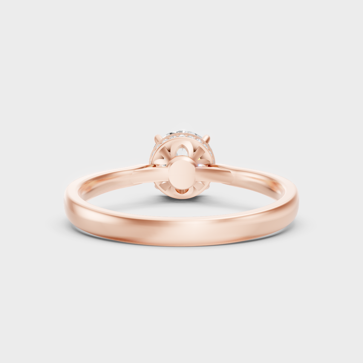 Blush Rose Gold Ring With Hallmarked Round Lab-Grown Diamonds And Hidden Halo Detail
